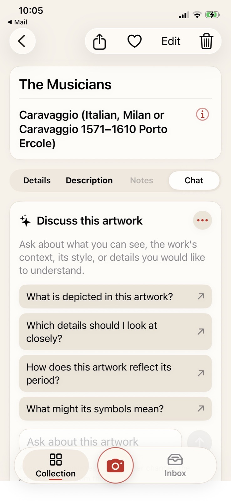 Discuss The Musicians with Artivo: questions about the subject, details, period and symbolism.